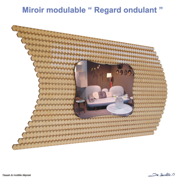 Ce miroir design, mural design, une création du designer mickaêl de santos, designer à Rouen, chaise table design 